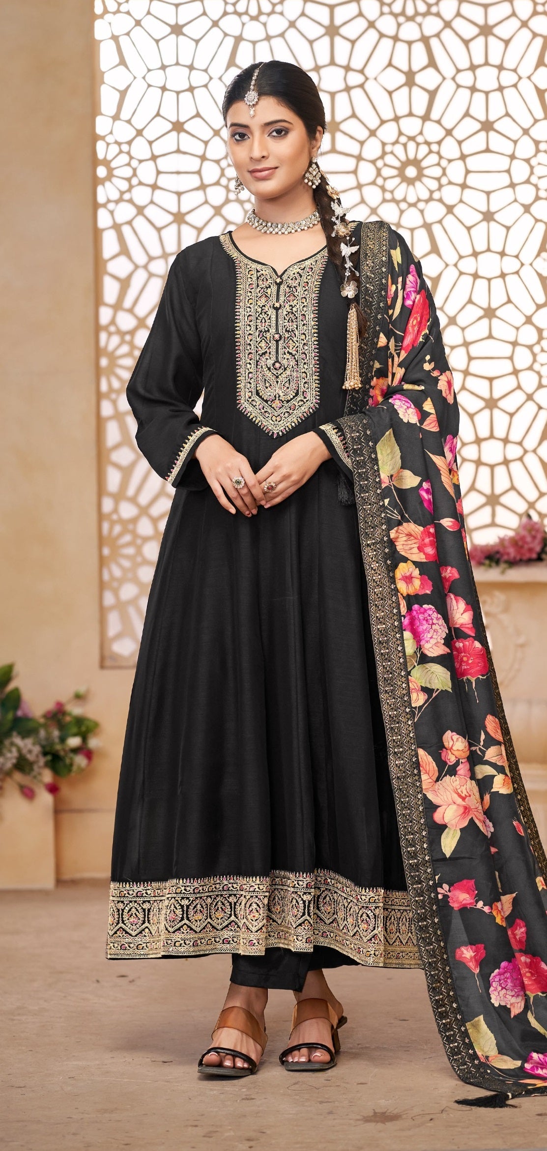 Anaita Black Vichitra Silk Sequence Embroidered Salwar Suit - Distacart