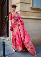 Monjolika Fashion Monjolika Fashion'S Pink Colour Organza Sarees With Blouse - Distacart
