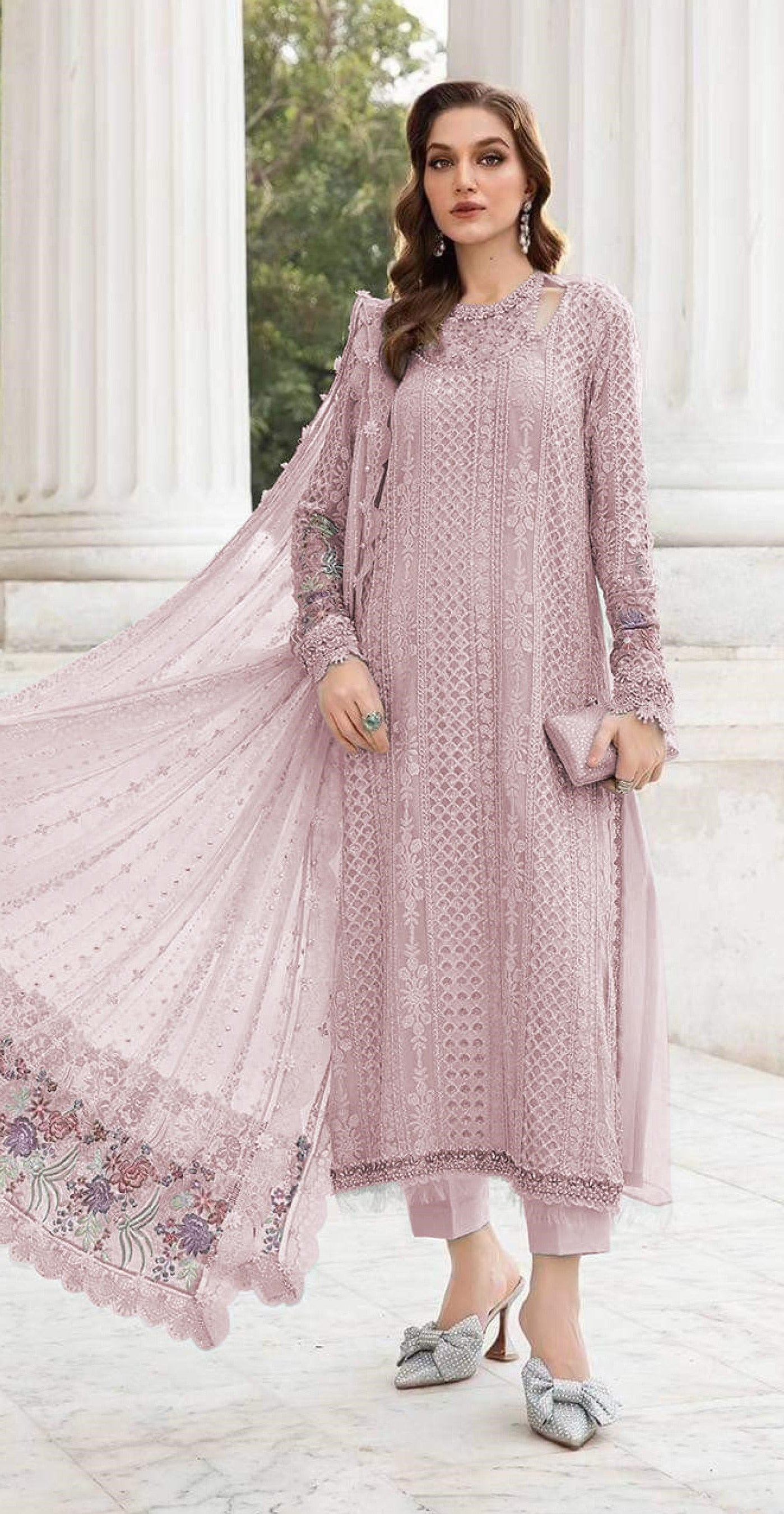 Anaita Pink Fox Georgette Suit With Embroidered Sequence Work - Distacart
