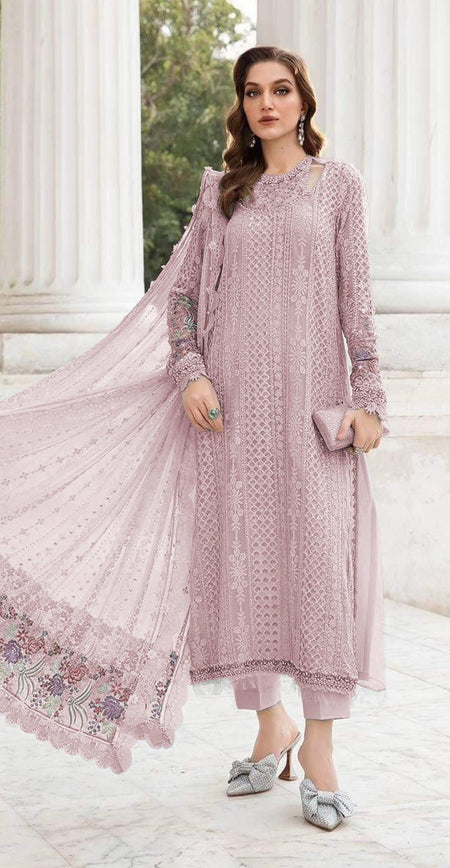 Anaita Pink Fox Georgette Suit With Embroidered Sequence Work
