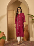 Joban Fashion MAROON Viscose Rayon Embroidery Readymade Tunic