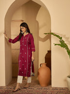 Joban Fashion MAROON Viscose Rayon Embroidery Readymade Tunic