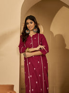 Joban Fashion MAROON Viscose Rayon Embroidery Readymade Tunic