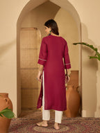 Joban Fashion MAROON Viscose Rayon Embroidery Readymade Tunic