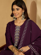 Joban Fashion Purple Silk Embroidery Readymade Kurta Set - Distacart