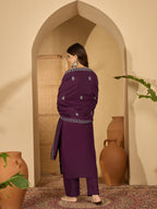 Joban Fashion Purple Silk Embroidery Readymade Kurta Set - Distacart