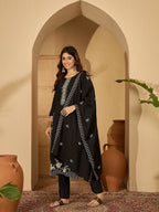 Joban Fashion Black Silk Embroidery Readymade Kurta Set - Distacart
