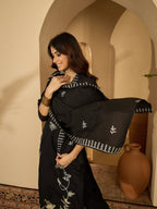 Joban Fashion Black Silk Embroidery Readymade Kurta Set - Distacart