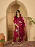 Joban Fashion Maroon Silk Embroidery Readymade Kurta Set - Distacart