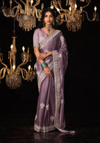 Monjolika Fashion Lilac Colour Tissue Silk Embroidered Saree - Distacart