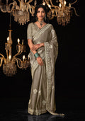 Monjolika Fashion Light Brown Colour Tissue Silk Embroidered Saree