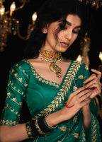 Monjolika Fashion Dark Green Colour Tissue Silk Trendy Sarees For Women