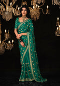 Monjolika Fashion Dark Green Colour Tissue Silk Trendy Sarees For Women