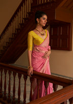 Monjolika Fashion Salmon Colour Weaving Nylon Silk Saree