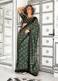 Monjolika Fashion Dark Green Colour Satin Crepe Printed Lightwear Sarees