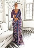 Monjolika Fashion Navy Blue Colour Satin Crepe Printed Lightwear Sarees