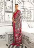 Monjolika Fashion Black & Maroon Colour Satin Crepe Printed Lightwear Sarees - Distacart