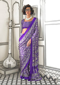 Monjolika Fashion Royal Blue Colour Satin Crepe Printed Lightwear Sarees - Distacart