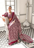 Monjolika Fashion Wine Colour Satin Crepe Printed Lightwear Sarees