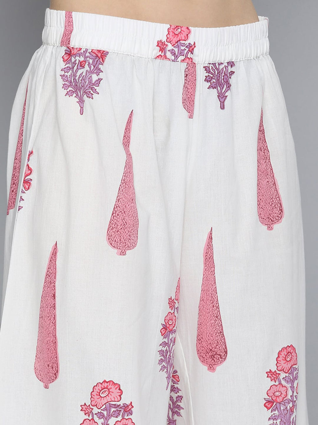 HERE&NOW Women Floral Printed Regular Pure Cotton Kurta with Palazzos & With Dupatta