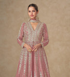 Anaita Peach Chinon Stitched Anarkali Suits With Embroidery & Sequence Work - Distacart