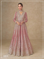 Anaita Peach Chinon Stitched Anarkali Suits With Embroidery & Sequence Work - Distacart