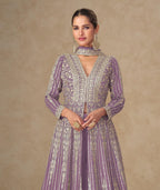 Anaita Lavender Chinon Stitched Anarkali Suits With Embroidery & Sequence Work - Distacart