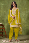 Monjolika Fashion Pear Color Embroidered Santoon Chanderi Silk Salwar Suit - Distacart
