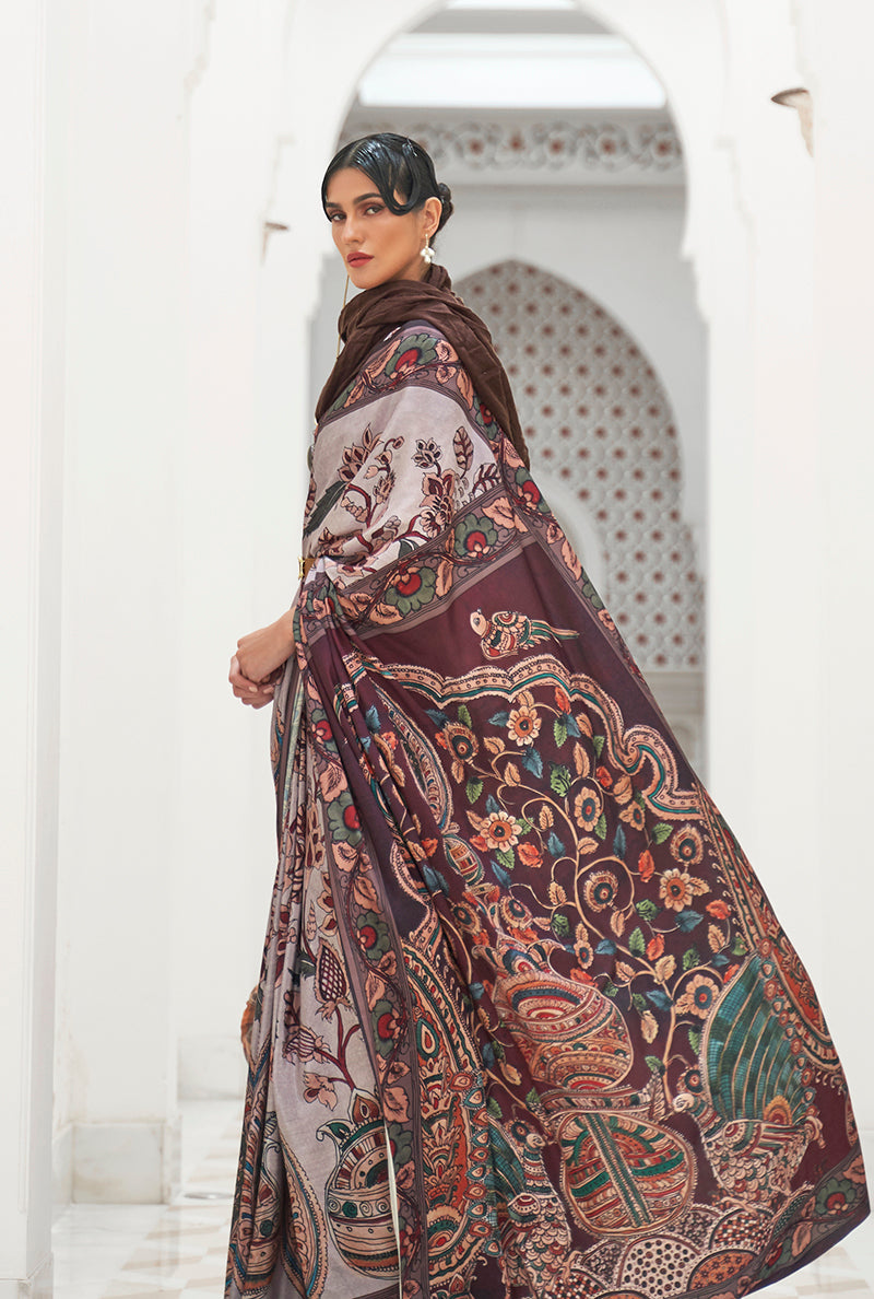 Monjolika Fashion Multi Colour Classic Digital Printed Crepe Silk Saree - Distacart