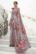 Monjolika Fashion Grey Colour Classic Digital Printed Crepe Silk Saree - Distacart