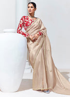 Monjolika Fashion Cream Embroidered Sequence Work Saree For Festival