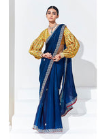Monjolika Fashion Dark Blue Embroidered Sequence Work Saree For Festival - Distacart