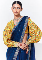 Monjolika Fashion Dark Blue Embroidered Sequence Work Saree For Festival - Distacart