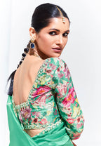 Monjolika Fashion Light Cyan Embroidered Sequence Work Saree For Festival - Distacart