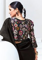 Monjolika Fashion Black Embroidered Sequence Work Saree For Festival