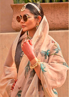 Monjolika Fashion Organza Printed Cream Contemporary Saree - Distacart