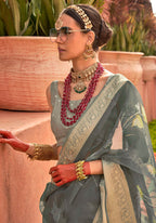 Monjolika Fashion Organza Printed Sea Green Contemporary Saree - Distacart