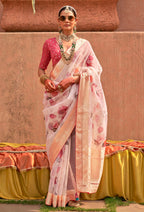 Monjolika Fashion Organza Printed Light Pink Contemporary Saree - Distacart