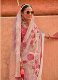 Monjolika Fashion Organza Printed Light Pink Contemporary Saree - Distacart