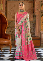 Monjolika Fashion Banarasi Silk White Weaving Traditional Saree