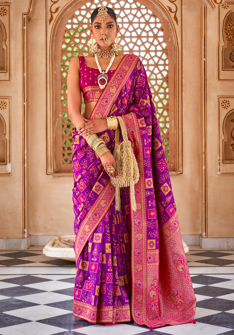Monjolika Fashion Banarasi Silk Pink Weaving Classic Saree For Party