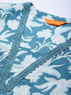 Indo Era Floral Printed Pure Cotton Kurta with Trousers & With Dupatta - Distacart
