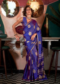 Monjolika Fashion Purple Pure Satin Silk Weaving Zari Classic Saree - Distacart