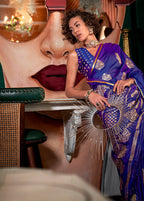 Monjolika Fashion Purple Pure Satin Silk Weaving Zari Classic Saree - Distacart