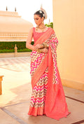 Monjolika Fashion Silk Peach Foil Print Trendy Saree - Distacart