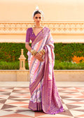 Monjolika Fashion Purple Silk Foliage Prints Contemporary Saree - Distacart
