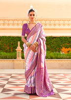 Monjolika Fashion Purple Silk Foliage Prints Contemporary Saree - Distacart