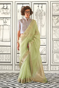 Monjolika Fashion Chiffon Weaving Light Green Designer Saree