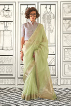 Monjolika Fashion Chiffon Weaving Light Green Designer Saree