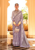 Monjolika Fashion Raw Silk Lavender Foliage Prints Classic Saree - Distacart